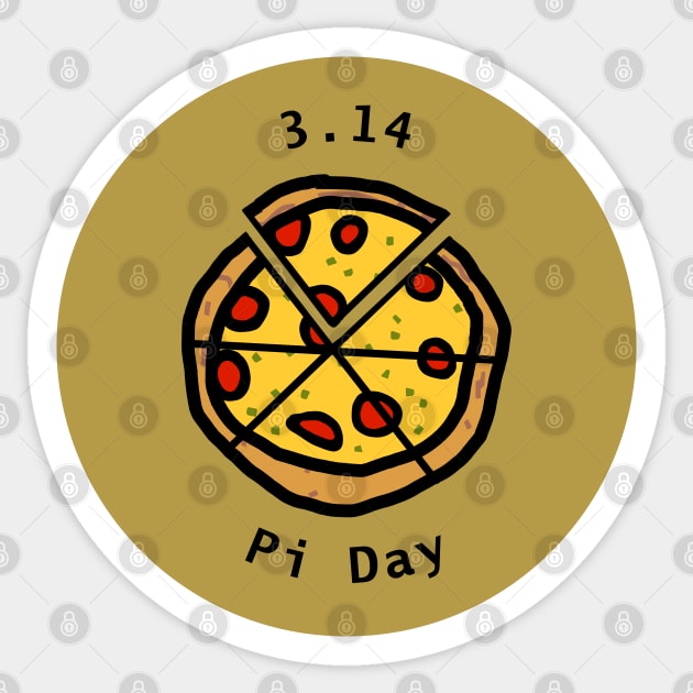 3.14 Pizza Pi Day Puns Gold Sticker by ellenhenryart